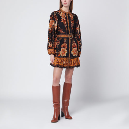 FARM Rio Black Majestic Garden mini dress