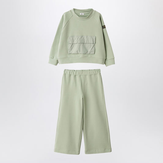 Il Gufo Sage green two-piece cotton suit