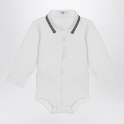 Il Gufo Milk-white cotton shirt bodysuit