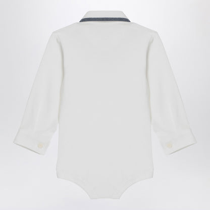 Il Gufo Milk-white cotton shirt bodysuit
