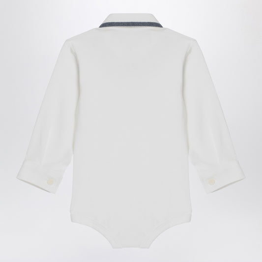Il Gufo Milk-white cotton shirt bodysuit