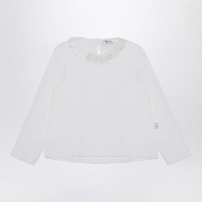 Il Gufo White jersey with ruffle collar