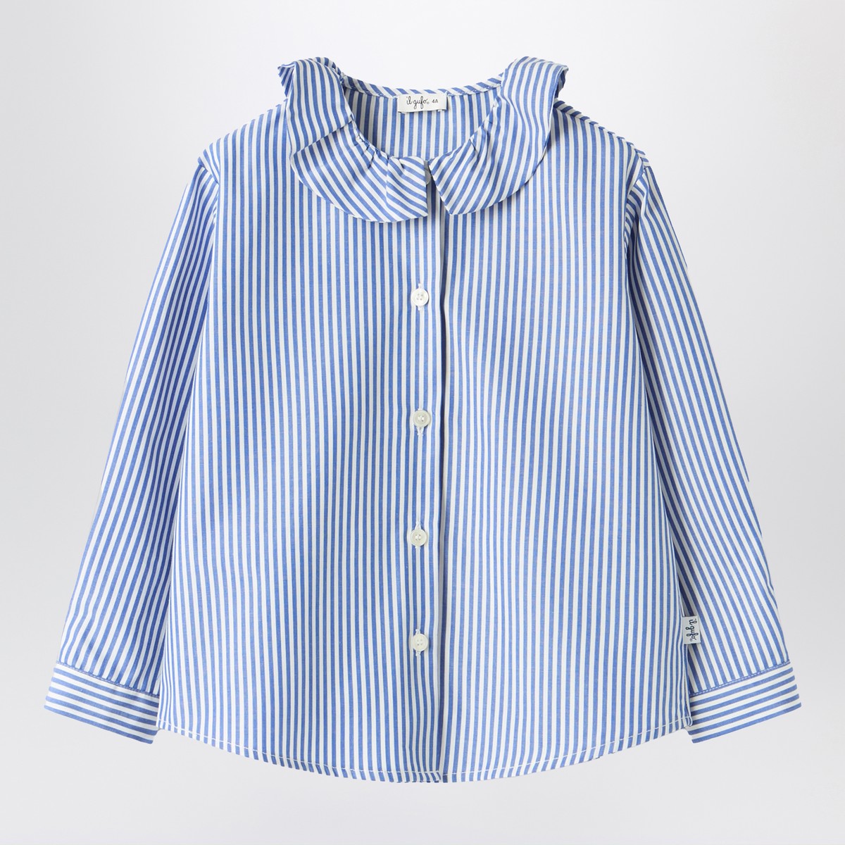 Il Gufo Blue and white striped cotton shirt