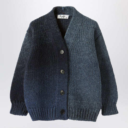 Il Gufo Blue gradient wool blend cardigan