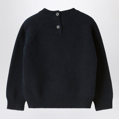 Il Gufo Blue wool sweater with dachshund