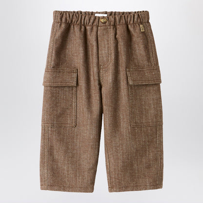 Il Gufo Brown cotton-blend cargo trousers