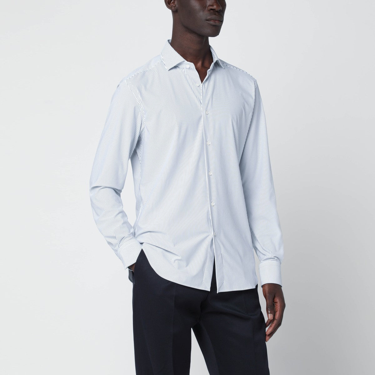 XACUS White striped Tailor Fit shirt