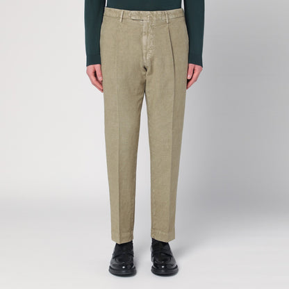 Santaniello Sage green trousers in cotton and linen