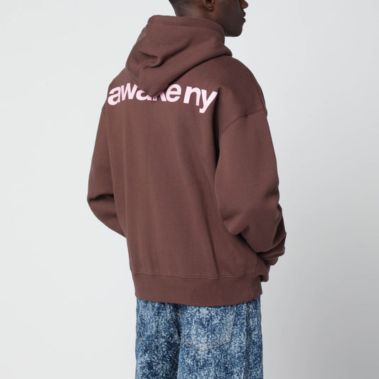 Awake NY Brown hooded sweatshirt with logo print