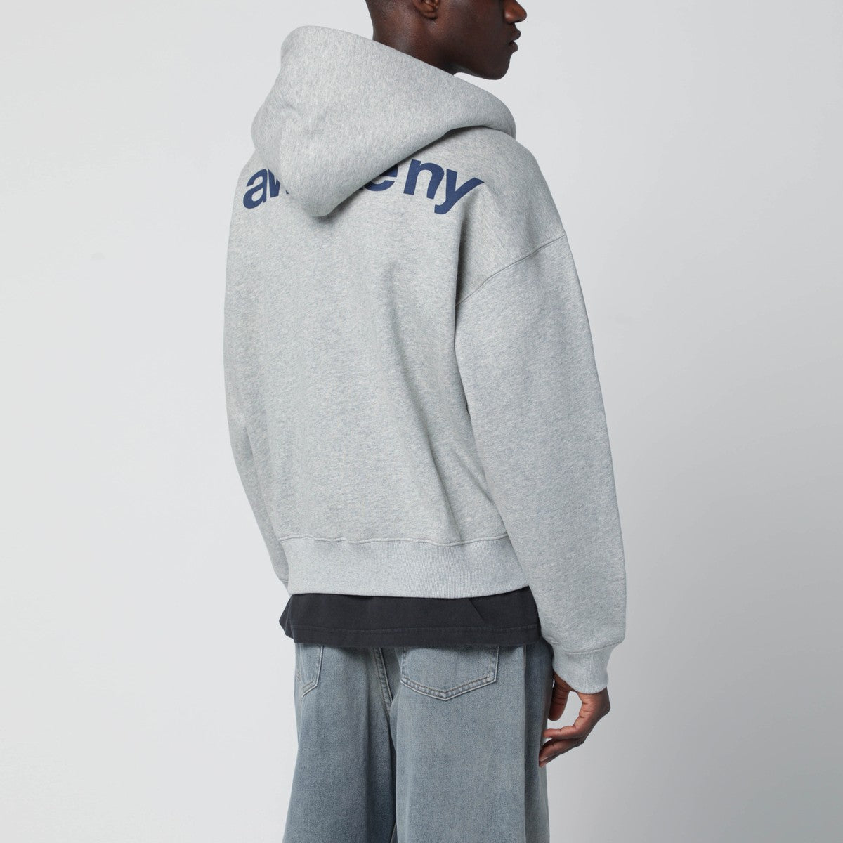 Awake NY Grey hooded sweatshirt with logo print