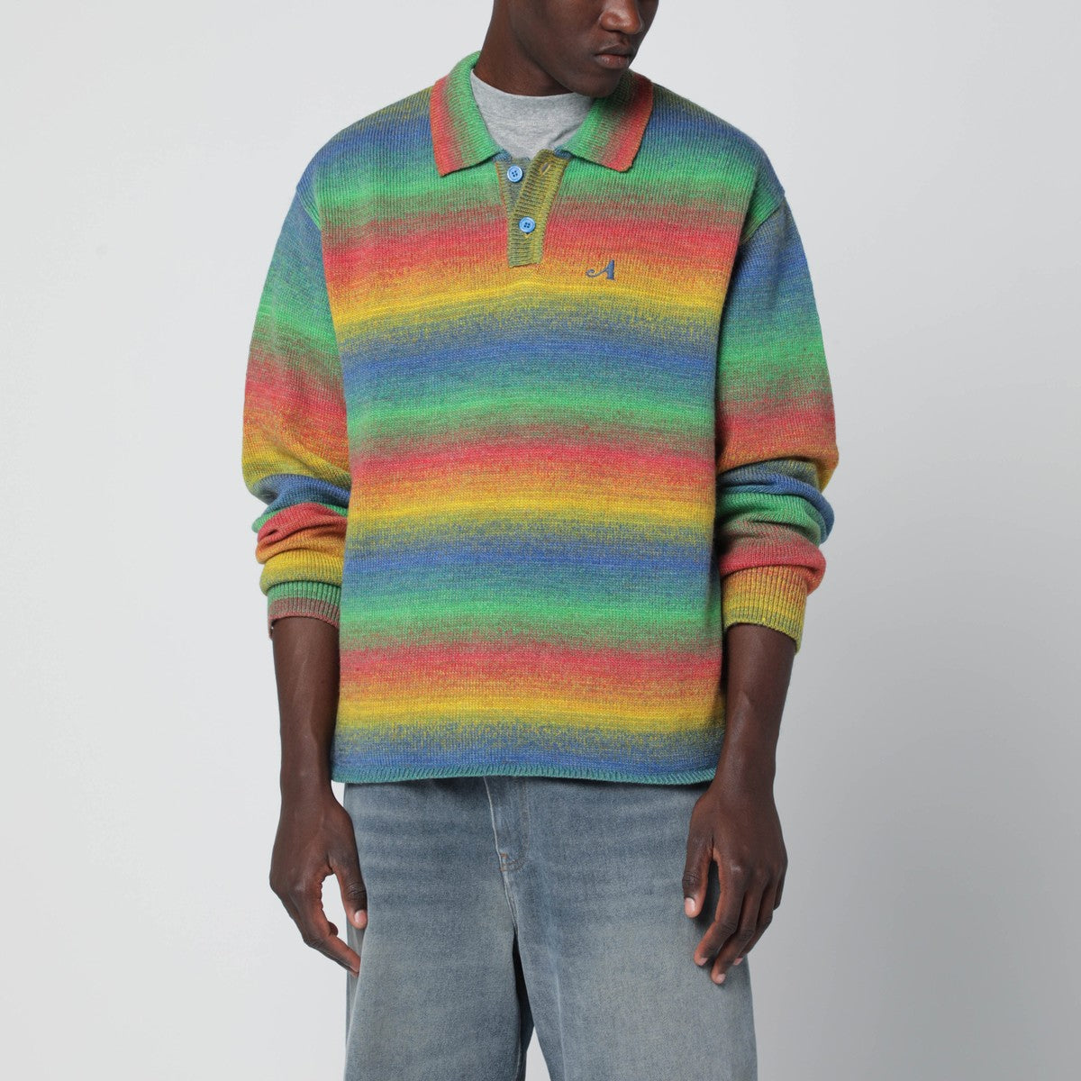 Awake NY Multicolour striped polo sweater