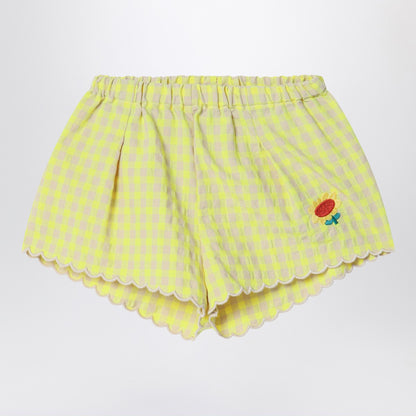 Bobo Choses Yellow shorts in Vichy fabric