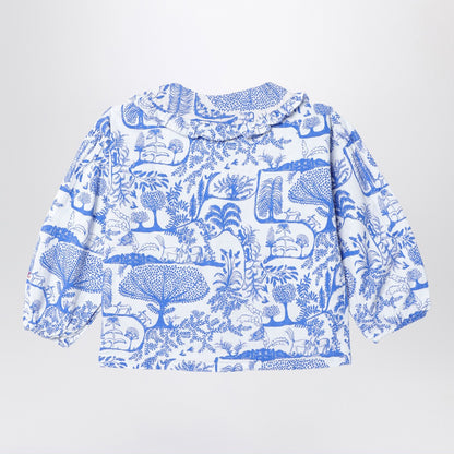 Bobo Choses Wonderland white/blue cotton blouse