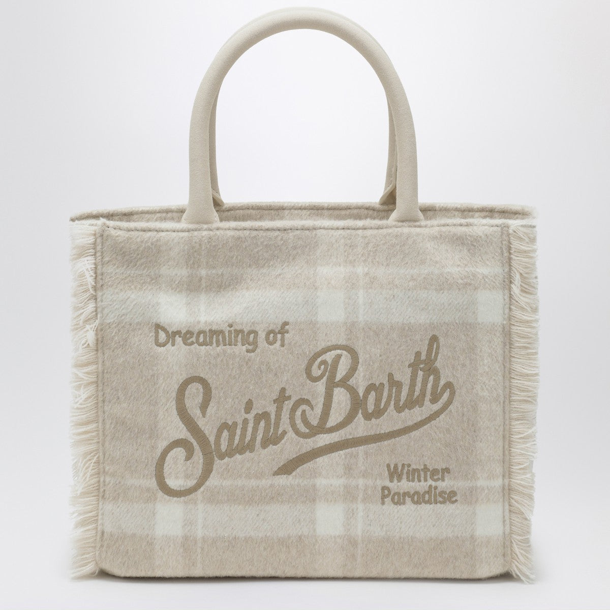 MC2 Saint Barth Light beige check-pattern Vanity tote bag
