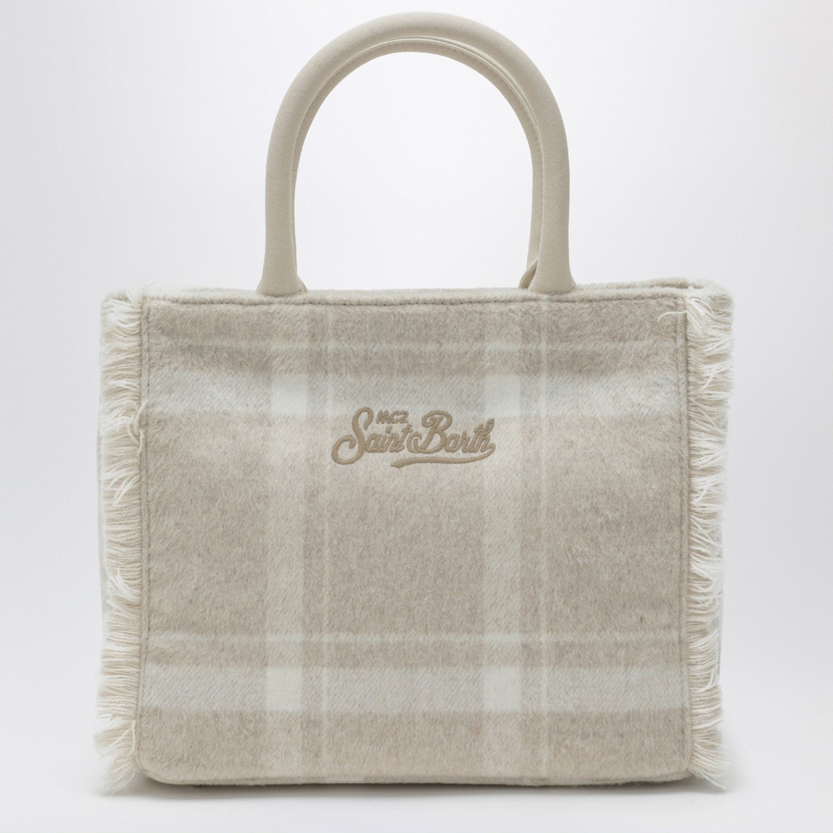 MC2 Saint Barth Light beige check-pattern Vanity tote bag