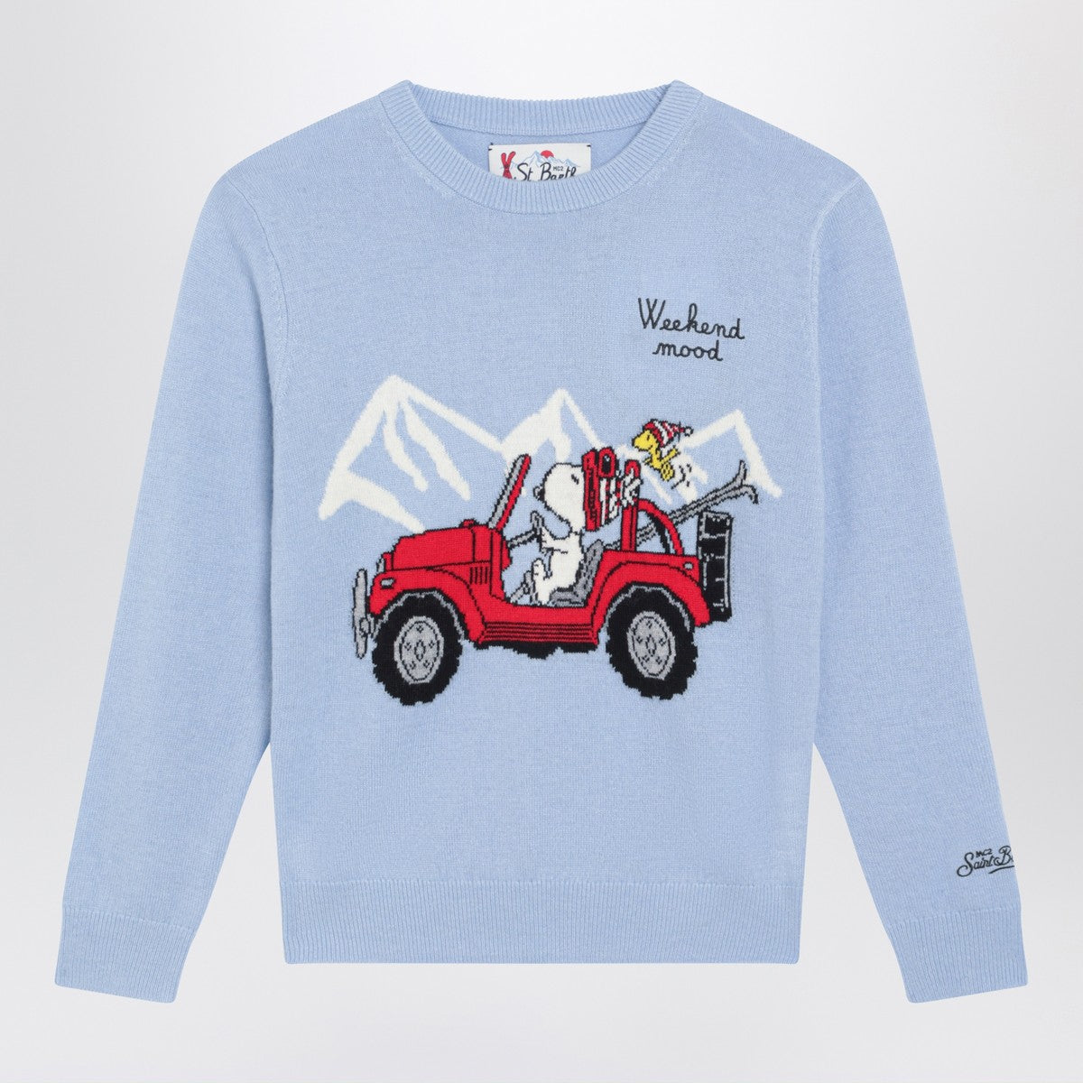 MC2 Saint Barth Light blue wool-blend sweater with Snoopy