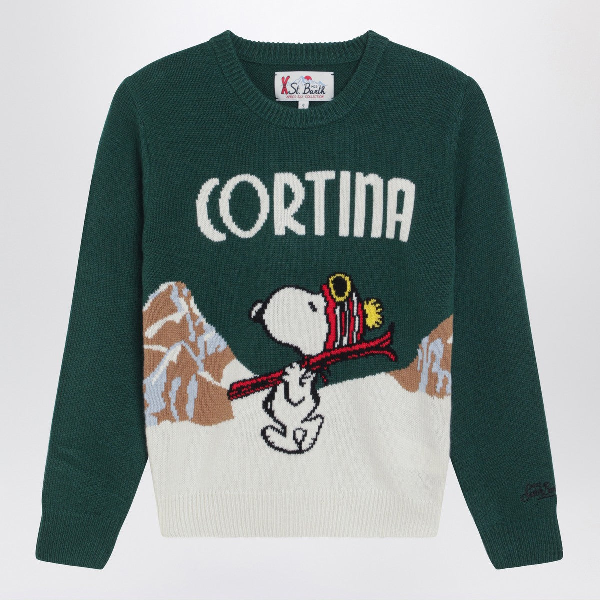 MC2 Saint Barth Green wool-blend sweater with Snoopy Cortina