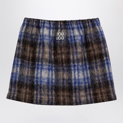 Douuod Grey/blue wool blend checked skirt