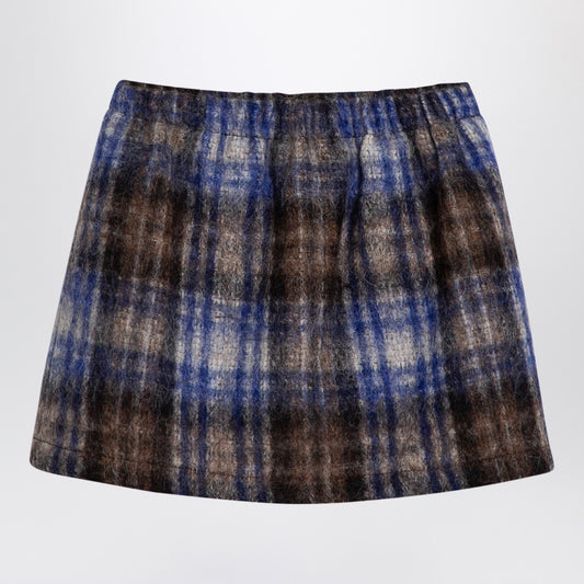 Douuod Grey/blue wool blend checked skirt