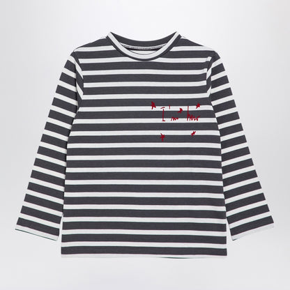 Douuod Grey/white striped cotton jersey