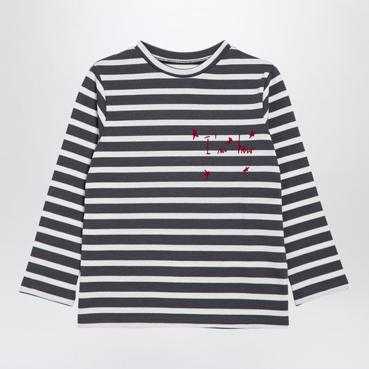 Douuod Grey/white striped cotton jersey