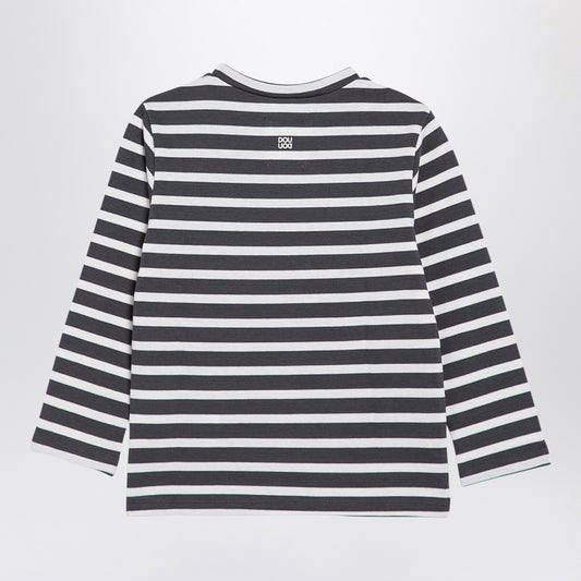 Douuod Grey/white striped cotton jersey