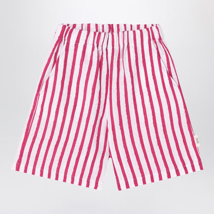 Douuod White/red striped Bermuda shorts in linen