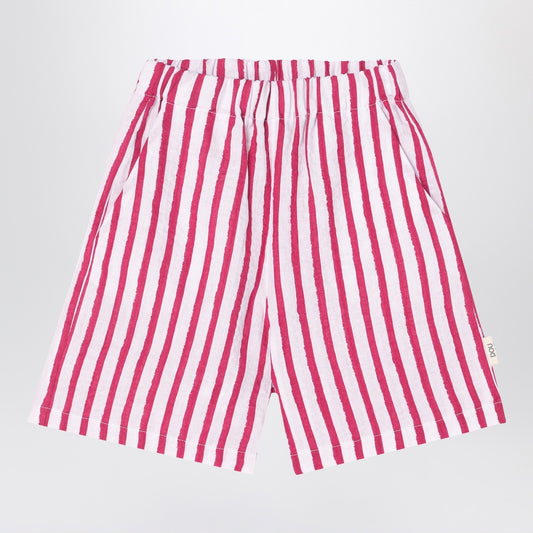 Douuod White/red striped Bermuda shorts in linen