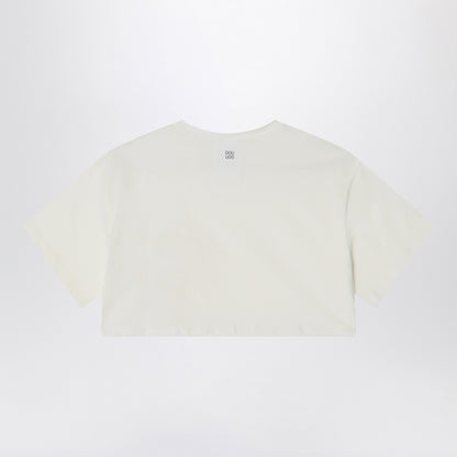 Douuod Ivory cropped t-shirt in cotton