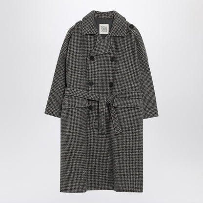 Douuod Ebony/beige checked wool coat