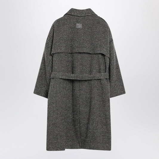 Douuod Ebony/beige checked wool coat