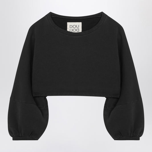 Douuod Cropped sweatshirt in black cotton