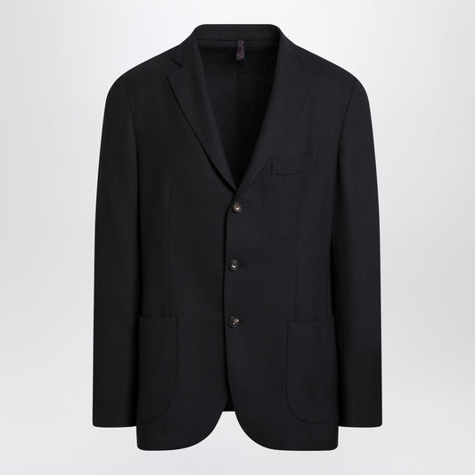 Santaniello Blue wool blend single-breasted jacket