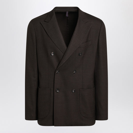 Santaniello Brown checked double breasted jacket