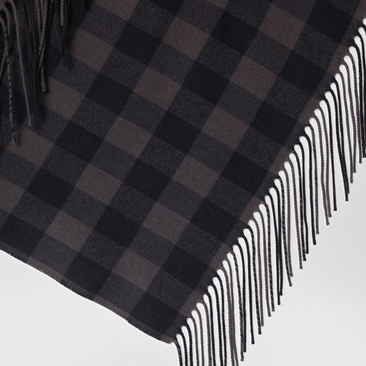 Destin Brown check wool and cashmere shawl