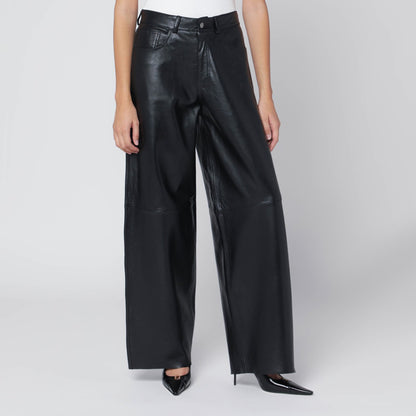 HAIKURE Wide black leather pants