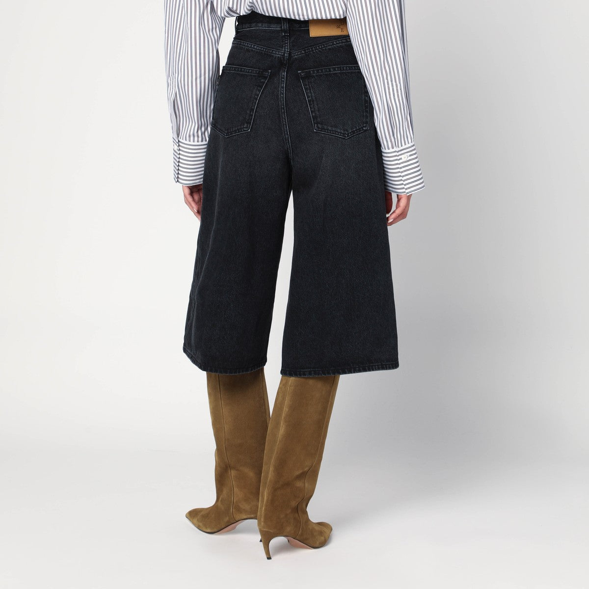 HAIKURE Wide Belle black denim bermuda