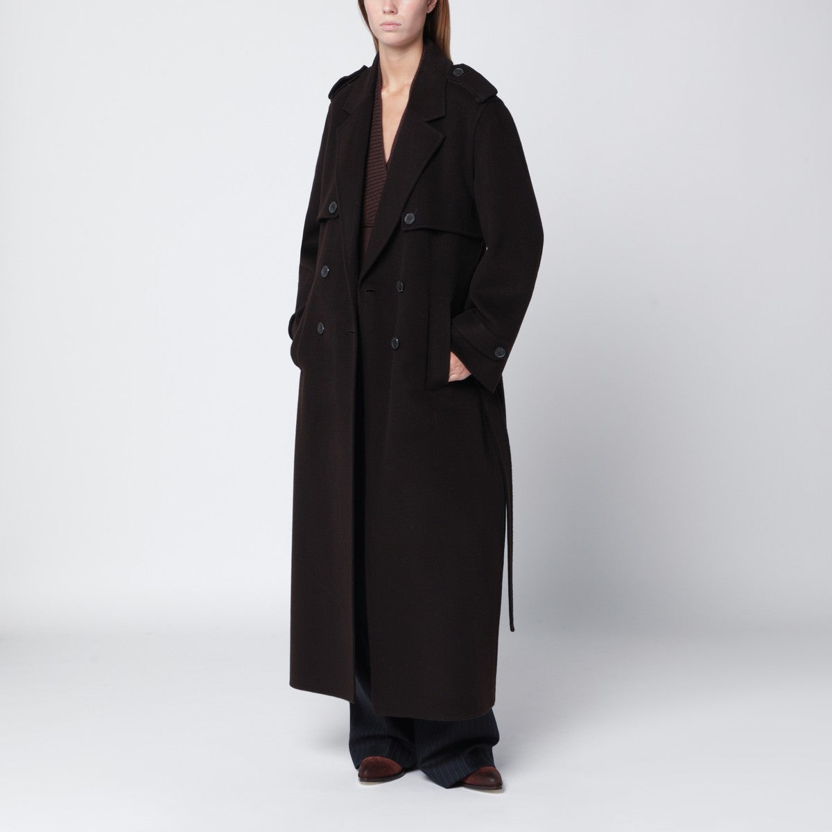 IVY OAK Brown long wool coat