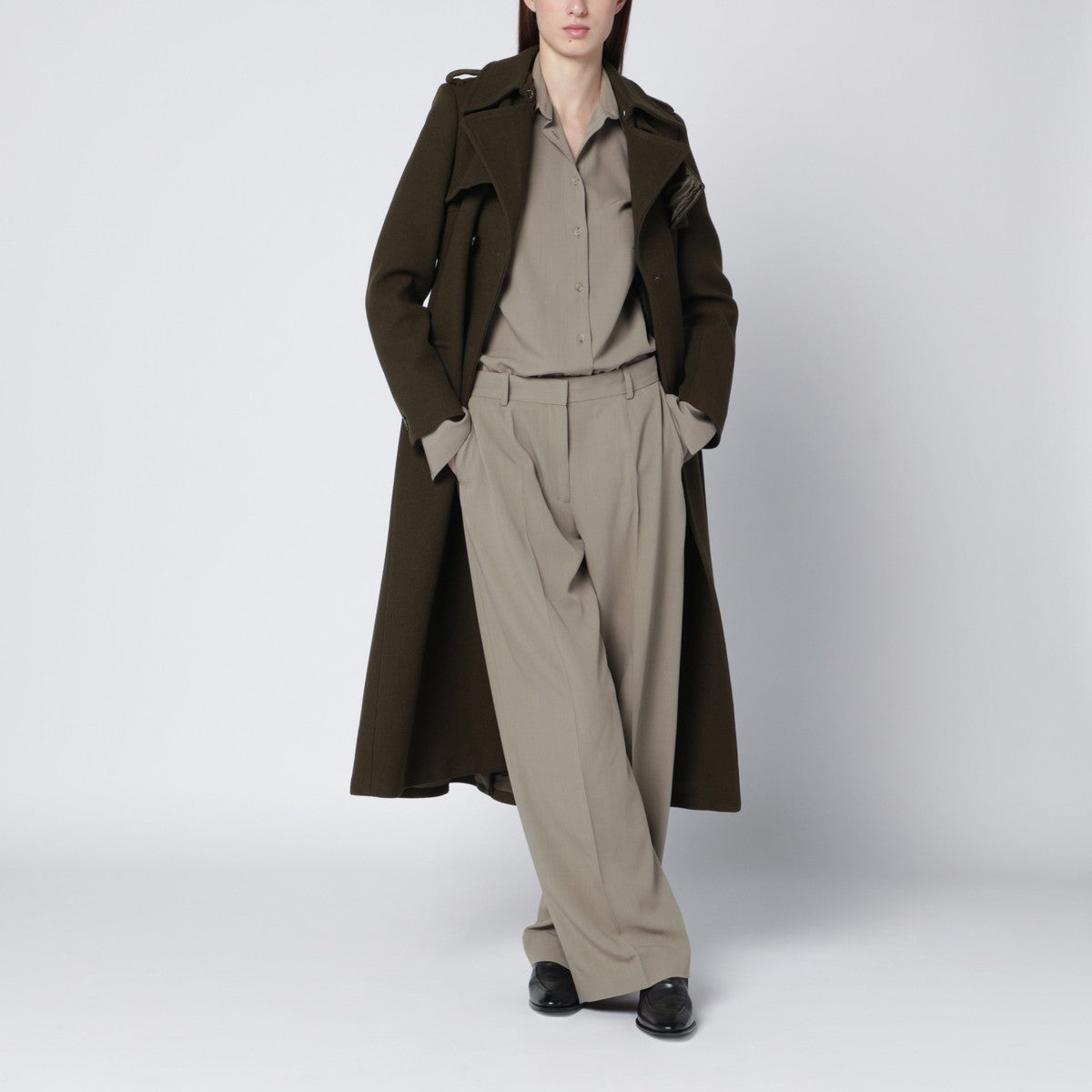IVY OAK Khaki double-breasted coat