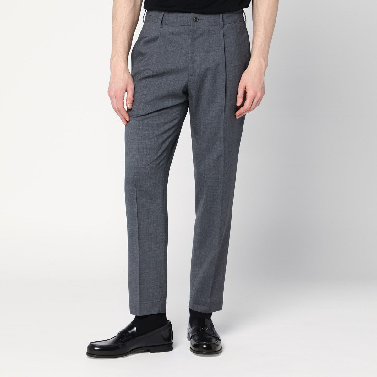Santaniello Anthracite grey wool blend trousers