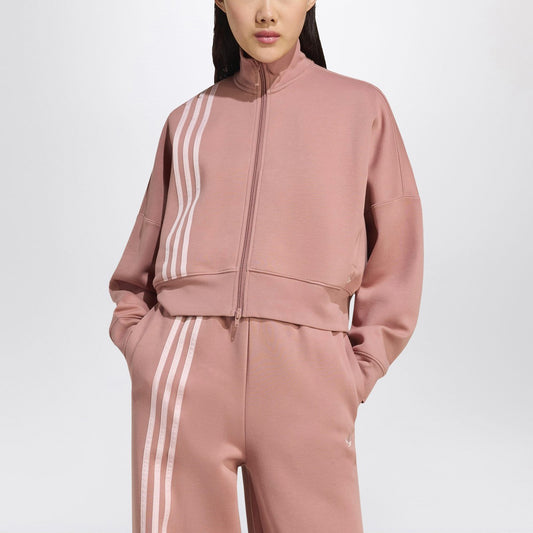 adidas Originals Off Placed 3-Stripes zip sweatshirt pink