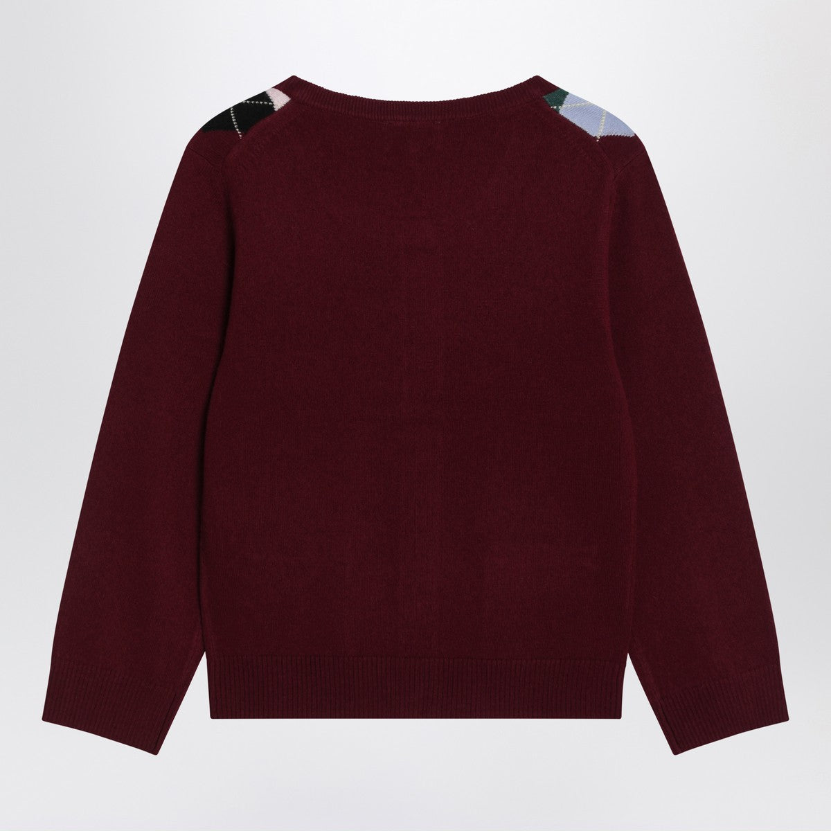 GANNI Burgundy checked cardigan in cashmere blend