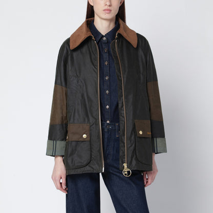 Barbour Allerston waxed jacket in olive green color-block