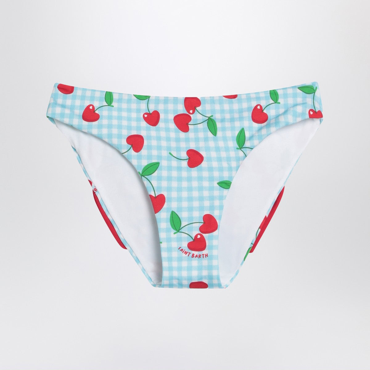 MC2 Saint Barth Madame slip with Vichy and cherries pattern