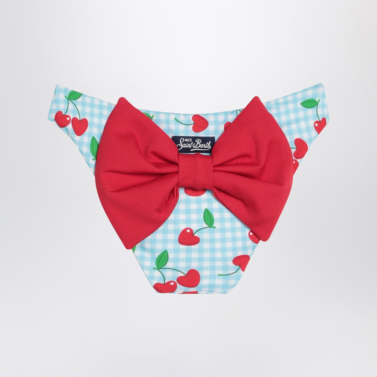 MC2 Saint Barth Madame slip with Vichy and cherries pattern
