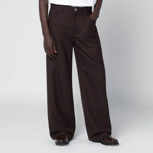 Séfr Jiro mud-colored trousers in wool blend twill