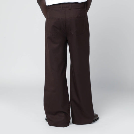 Séfr Jiro mud-colored trousers in wool blend twill
