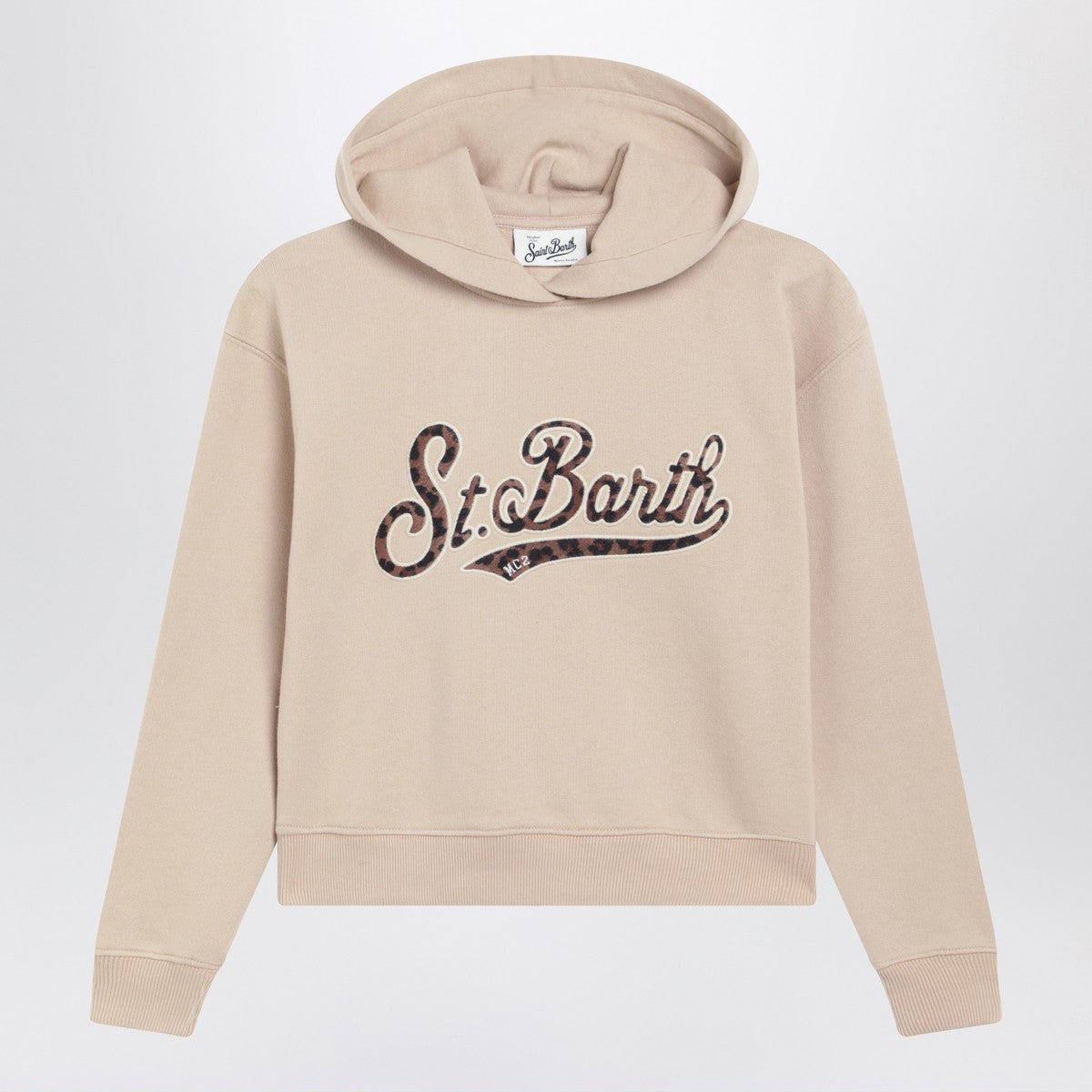 MC2 Saint Barth Beige sweatshirt with leopard logo embroidery