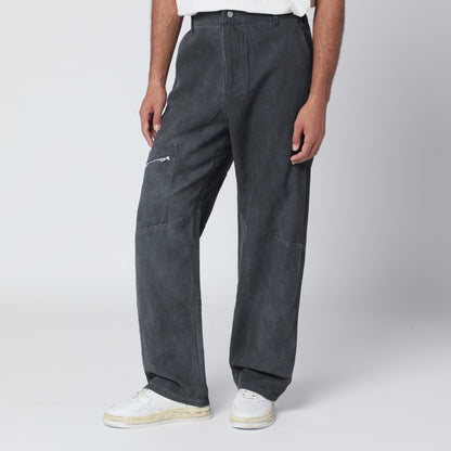 Represent Washed-effect black cotton trousers