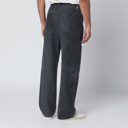 Represent Washed-effect black cotton trousers